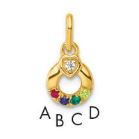 14k Dia Heart w/ 4 Birthstone Mother's Circle Pendant Semi-Mount-PM10729/4Y