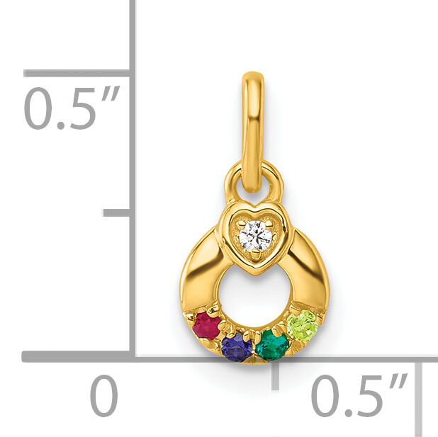 14k Dia Heart w/ 4 Birthstone Mother's Circle Pendant Semi-Mount-PM10729/4Y