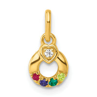 14k Dia Heart w/ 4 Birthstone Mother's Circle Pendant Semi-Mount-PM10729/4Y