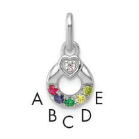 14k WG Dia. Heart w/5 Birthstone Mother's Circle Pend Semi-Mount-PM10729/5W