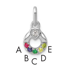 14k WG Dia. Heart w/5 Birthstone Mother's Circle Pend Semi-Mount-PM10729/5W