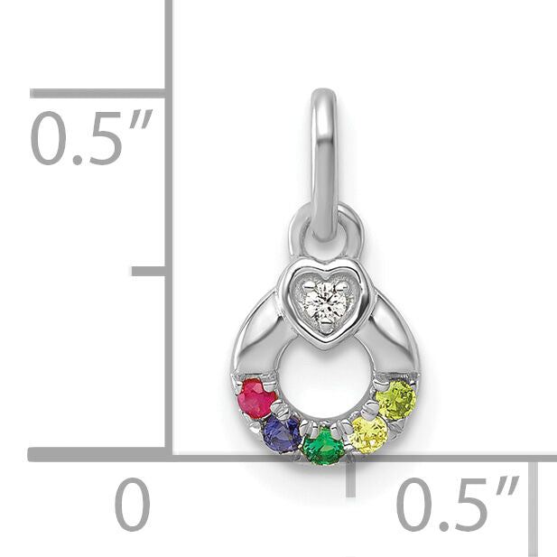14k WG Dia. Heart w/5 Birthstone Mother's Circle Pend Semi-Mount-PM10729/5W