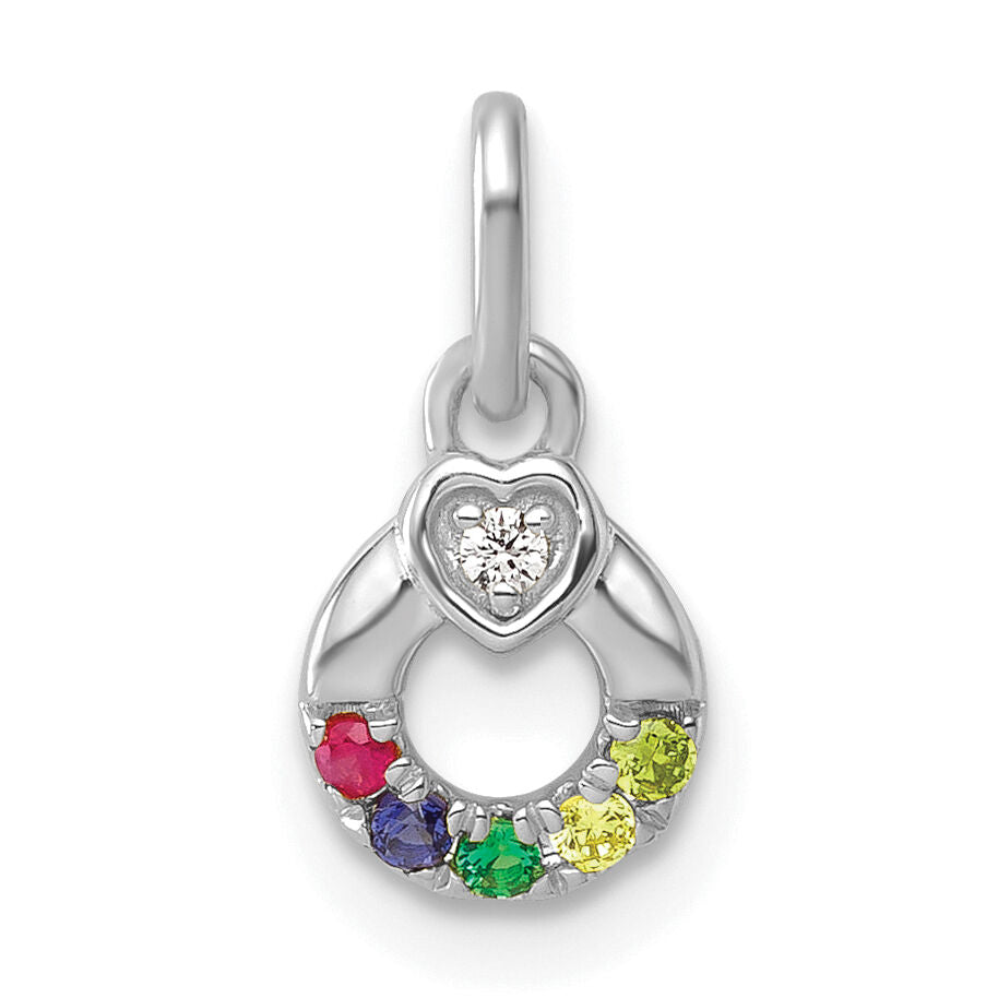 14k WG Dia. Heart w/5 Birthstone Mother's Circle Pend Semi-Mount-PM10729/5W
