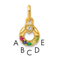 14k Dia Heart w/ 5 Birthstone Mother's Circle Pendant Semi-Mount-PM10729/5Y