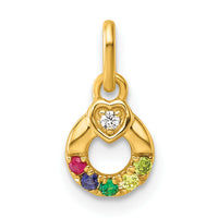 14k Dia Heart w/ 5 Birthstone Mother's Circle Pendant Semi-Mount-PM10729/5Y