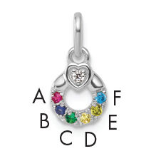 14k WG Dia. Heart w/6 Birthstone Mother's Circle Pend Semi-Mount-PM10729/6W