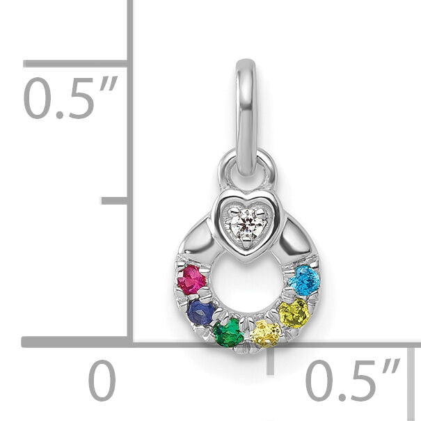 14k WG Dia. Heart w/6 Birthstone Mother's Circle Pend Semi-Mount-PM10729/6W