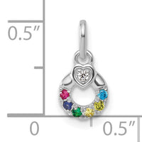 14k WG Dia. Heart w/6 Birthstone Mother's Circle Pend Semi-Mount-PM10729/6W