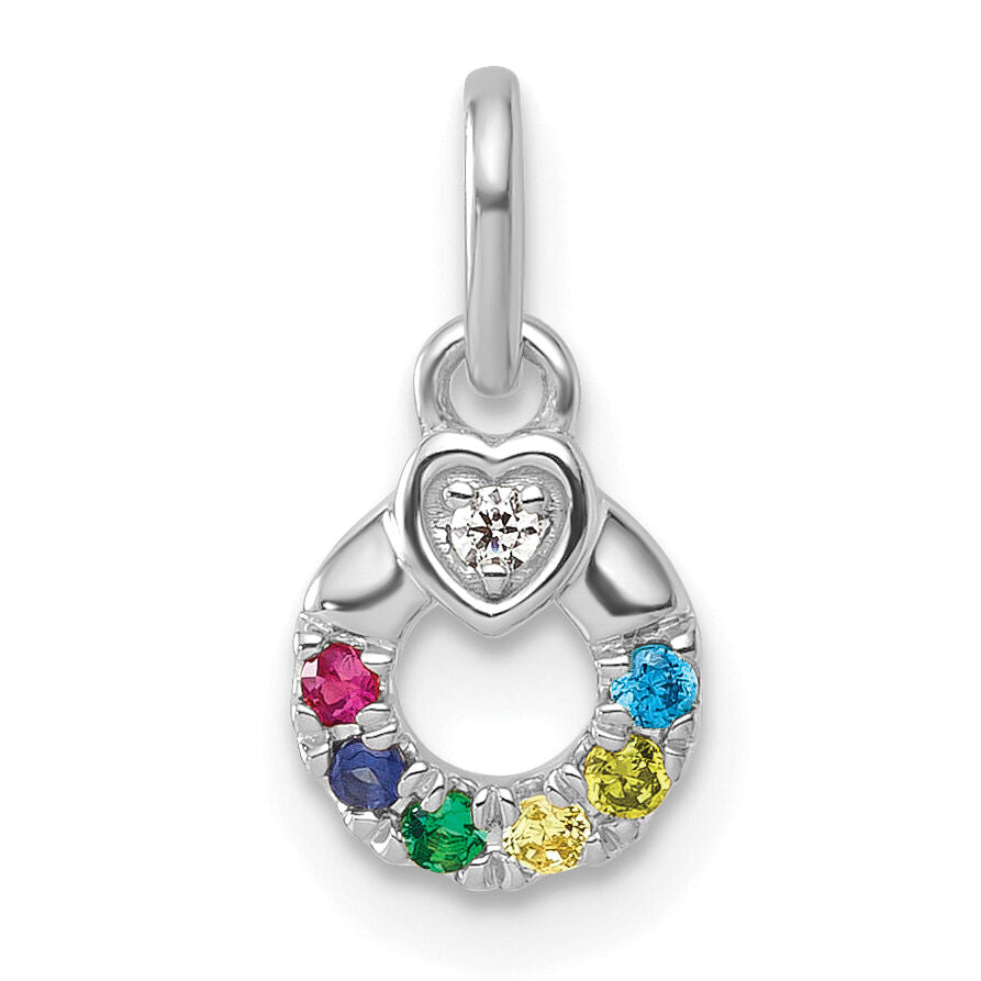 14k WG Dia. Heart w/6 Birthstone Mother's Circle Pend Semi-Mount-PM10729/6W