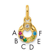 14k Dia Heart w/ 6 Birthstone Mother's Circle Pendant Semi-Mount-PM10729/6Y