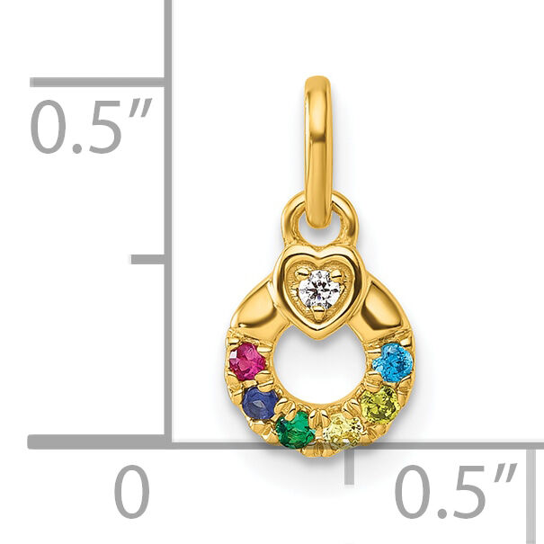 14k Dia Heart w/ 6 Birthstone Mother's Circle Pendant Semi-Mount-PM10729/6Y