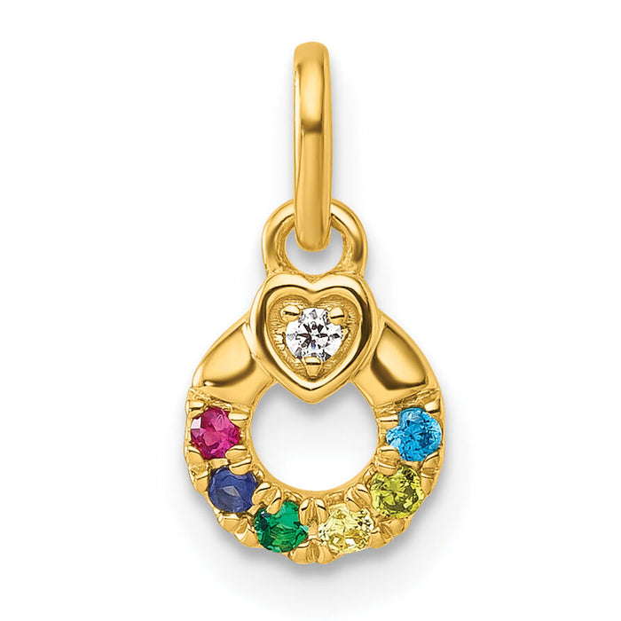 14k Dia Heart w/ 6 Birthstone Mother's Circle Pendant Semi-Mount-PM10729/6Y