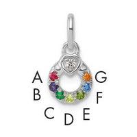 14k WG Dia. Heart w/7 Birthstone Mother's Circle Pend Semi-Mount-PM10729/7W