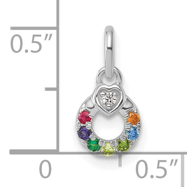 14k WG Dia. Heart w/7 Birthstone Mother's Circle Pend Semi-Mount-PM10729/7W