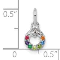 14k WG Dia. Heart w/7 Birthstone Mother's Circle Pend Semi-Mount-PM10729/7W