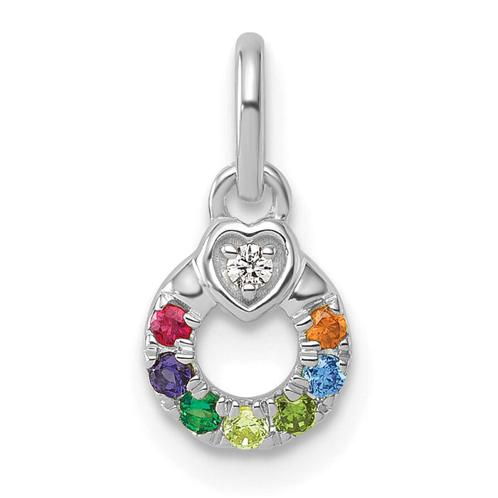 14k WG Dia. Heart w/7 Birthstone Mother's Circle Pend Semi-Mount-PM10729/7W