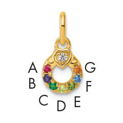 14k Dia Heart w/ 7 Birthstone Mother's Circle Pendant Semi-Mount-PM10729/7Y
