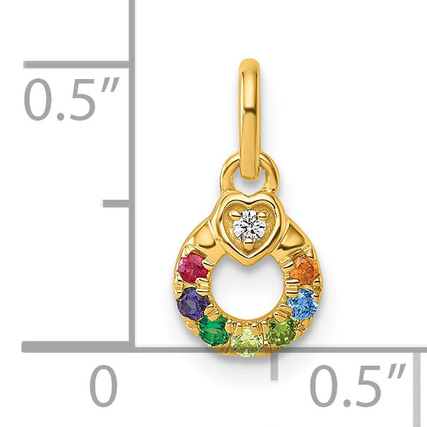 14k Dia Heart w/ 7 Birthstone Mother's Circle Pendant Semi-Mount-PM10729/7Y
