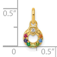 14k Dia Heart w/ 7 Birthstone Mother's Circle Pendant Semi-Mount-PM10729/7Y
