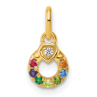 14k Dia Heart w/ 7 Birthstone Mother's Circle Pendant Semi-Mount-PM10729/7Y