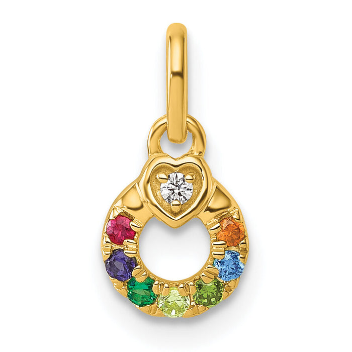 14k Dia Heart w/ 7 Birthstone Mother's Circle Pendant Semi-Mount-PM10729/7Y