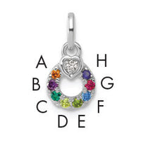 14k WG Dia. Heart w/8 Birthstone Mother's Circle Pend Semi-Mount-PM10729/8W
