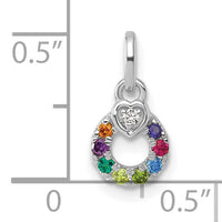 14k WG Dia. Heart w/8 Birthstone Mother's Circle Pend Semi-Mount-PM10729/8W