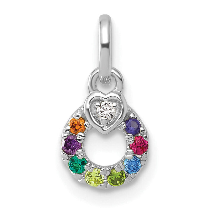 14k WG Dia. Heart w/8 Birthstone Mother's Circle Pend Semi-Mount-PM10729/8W