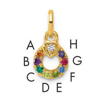 14k Dia Heart w/ 8 Birthstone Mother's Circle Pendant Semi-Mount-PM10729/8Y