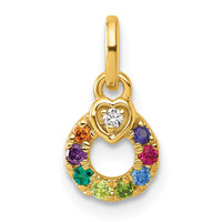 14k Dia Heart w/ 8 Birthstone Mother's Circle Pendant Semi-Mount-PM10729/8Y