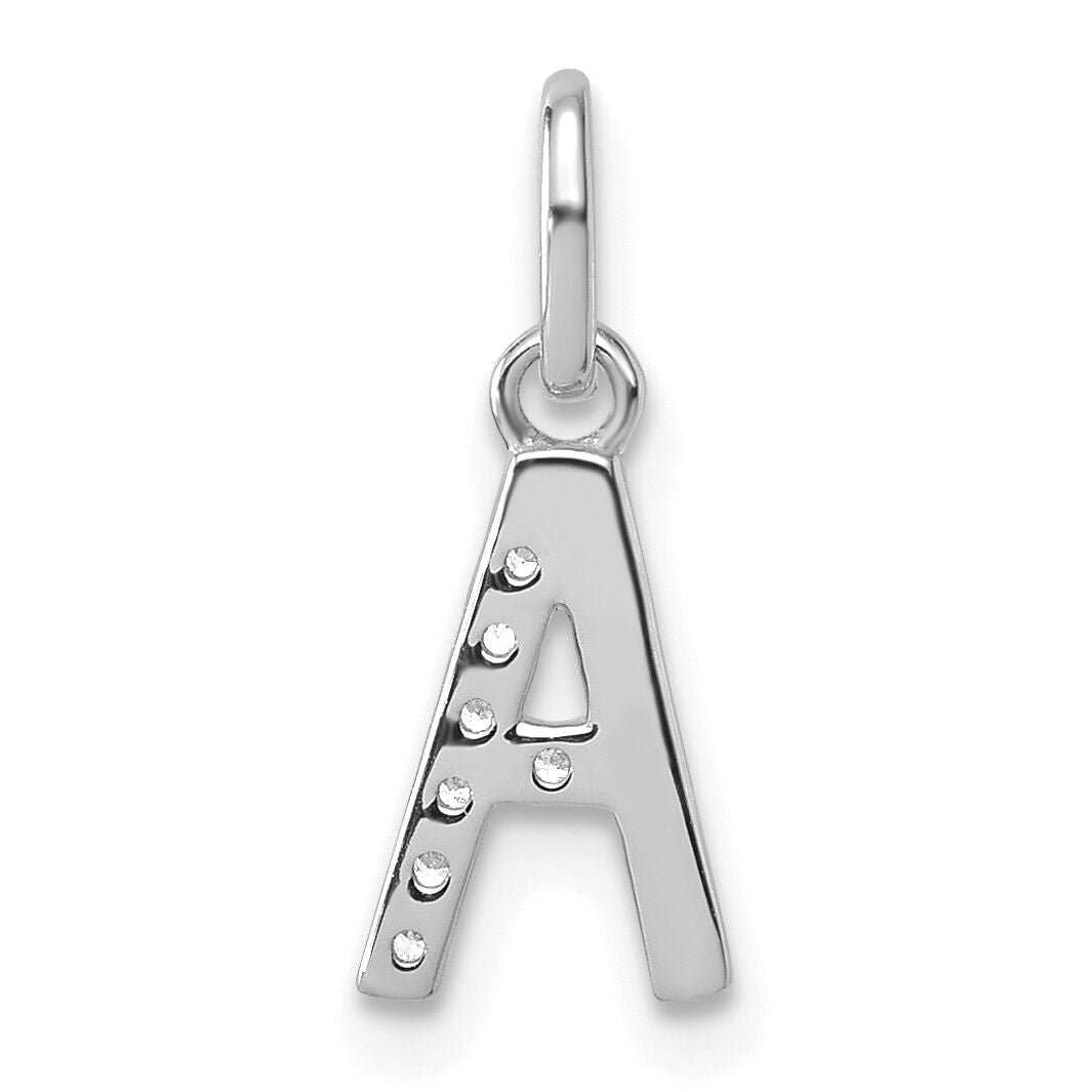 14k White Gold Twisted with .05 ct. Diamond Initial A Charm-PM10732A-WA