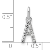 14k White Gold Twisted with .05 ct. Diamond Initial A Charm-PM10732A-WA