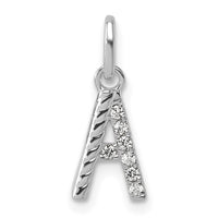 14k White Gold Twisted with .05 ct. Diamond Initial A Charm-PM10732A-WA