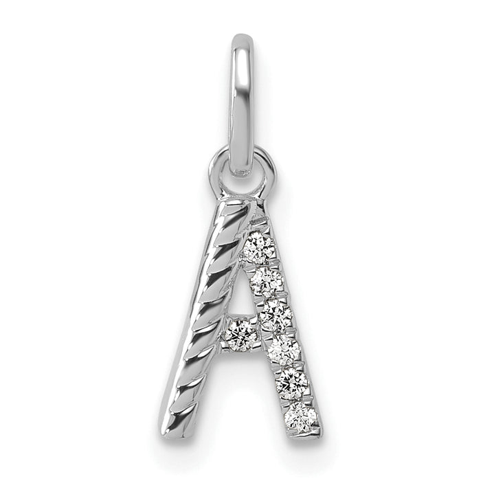 14k White Gold Twisted with .05 ct. Diamond Initial A Charm-PM10732A-WA