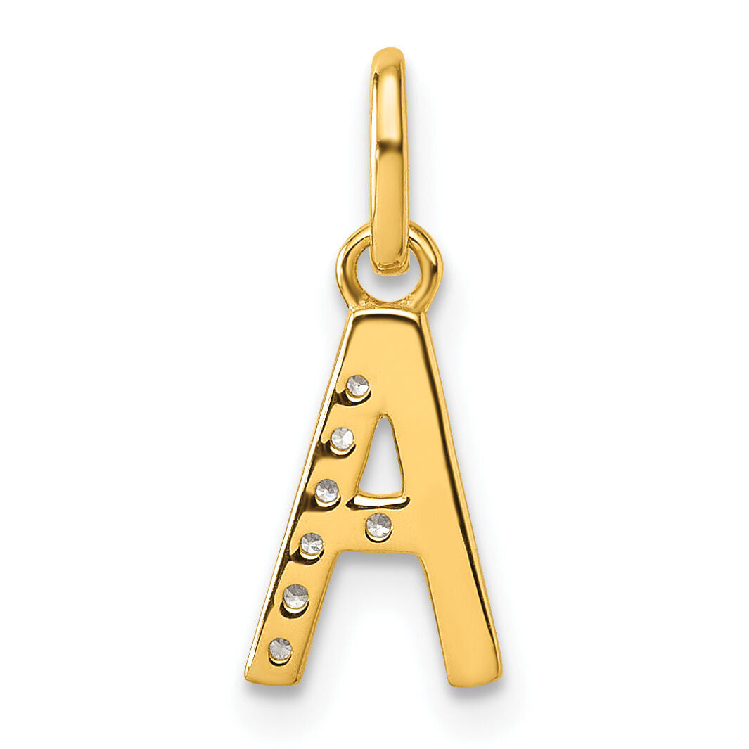 14k Twisted with .05 ct. Diamond Initial A Charm-PM10732A-YA