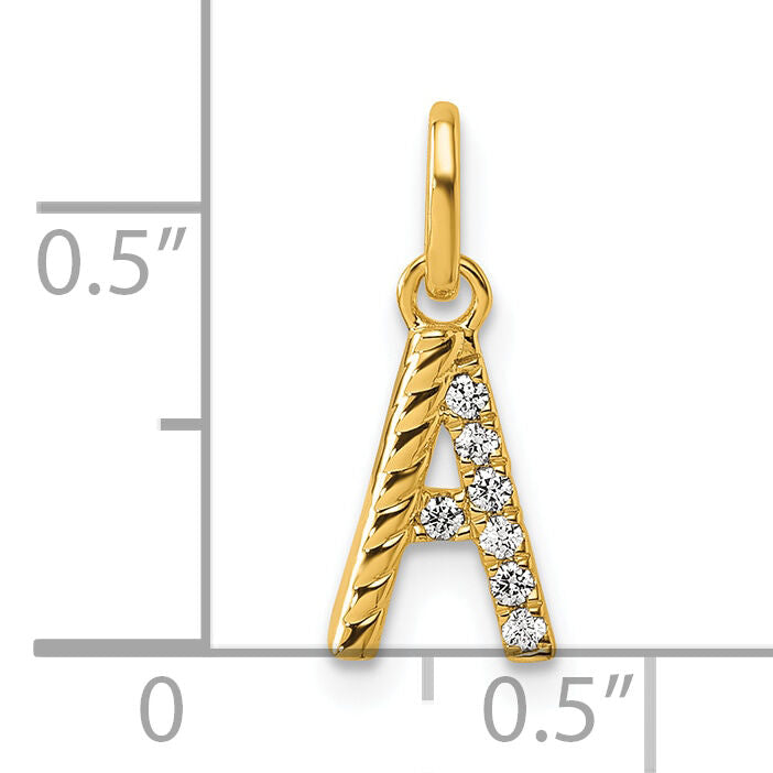 14k Twisted with .05 ct. Diamond Initial A Charm-PM10732A-YA
