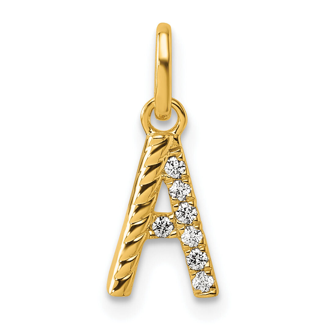 14k Twisted with .05 ct. Diamond Initial A Charm-PM10732A-YA