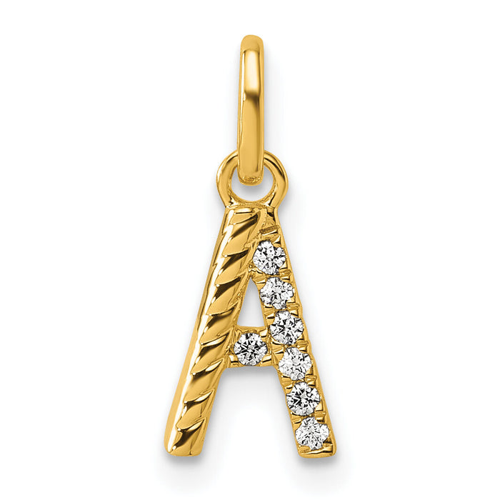 14k Twisted with .05 ct. Diamond Initial A Charm-PM10732A-YA