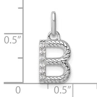 14k White Gold Twisted with .05 ct. Diamond Initial B Charm-PM10732B-WA