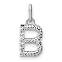 14k White Gold Twisted with .05 ct. Diamond Initial B Charm-PM10732B-WA