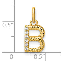 14k Twisted with .05 ct. Diamond Initial B Charm-PM10732B-YA