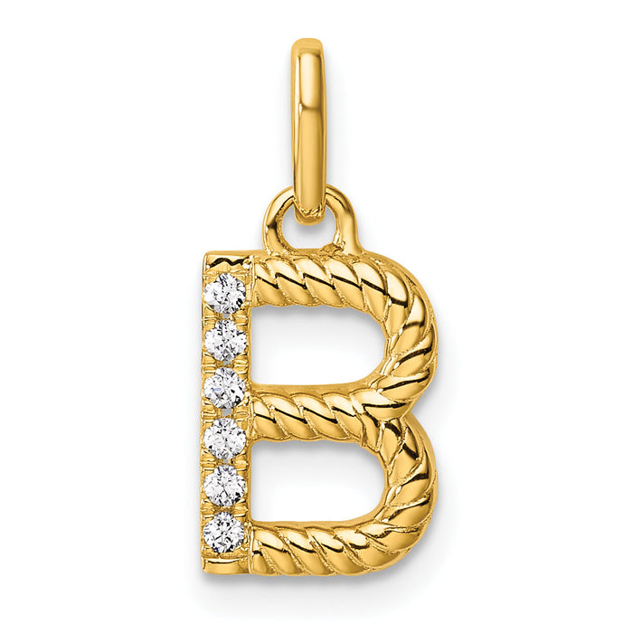 14k Twisted with .05 ct. Diamond Initial B Charm-PM10732B-YA