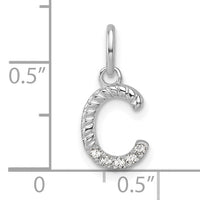 14k White Gold Twisted with .05 ct. Diamond Initial C Charm-PM10732C-WA