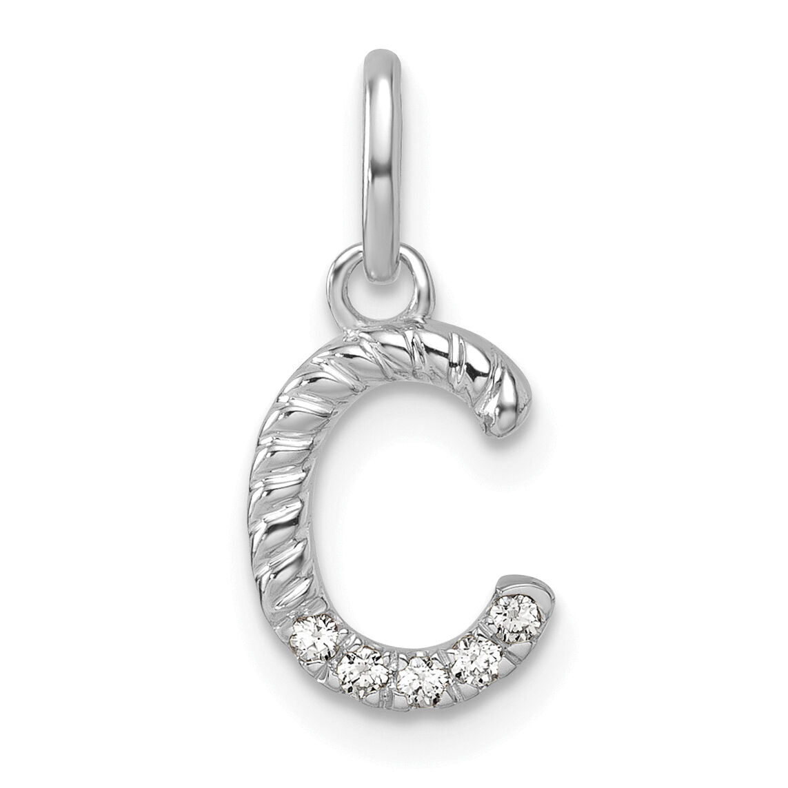 14k White Gold Twisted with .05 ct. Diamond Initial C Charm-PM10732C-WA