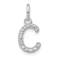 14k White Gold Twisted with .05 ct. Diamond Initial C Charm-PM10732C-WA