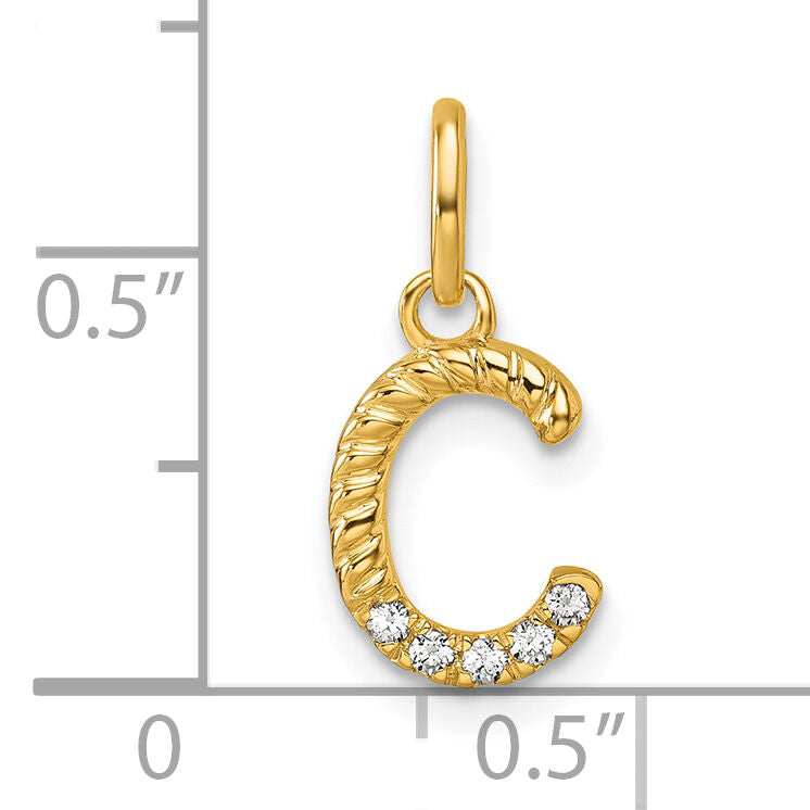 14k Twisted with .05 ct. Diamond Initial C Charm-PM10732C-YA