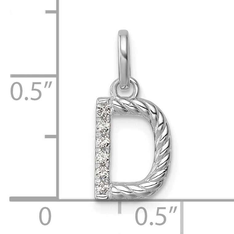 14k White Gold Twisted .05 ct. Diamond Initial D Charm-PM10732D-WA