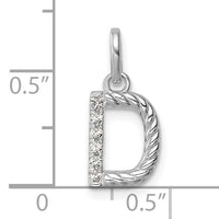 14k White Gold Twisted .05 ct. Diamond Initial D Charm-PM10732D-WA
