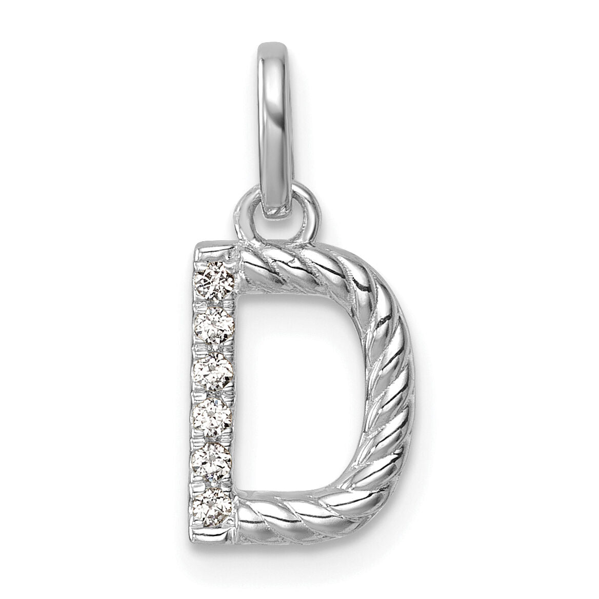 14k White Gold Twisted .05 ct. Diamond Initial D Charm-PM10732D-WA