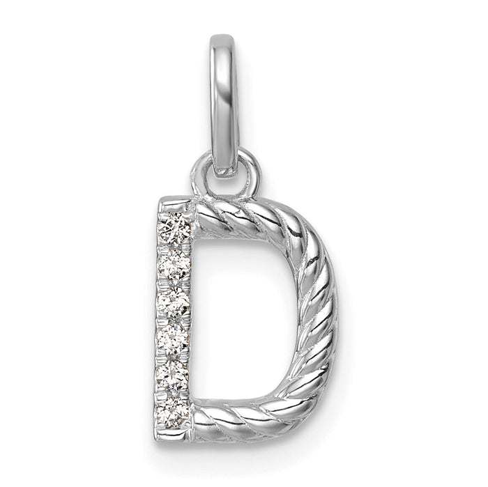 14k White Gold Twisted .05 ct. Diamond Initial D Charm-PM10732D-WA
